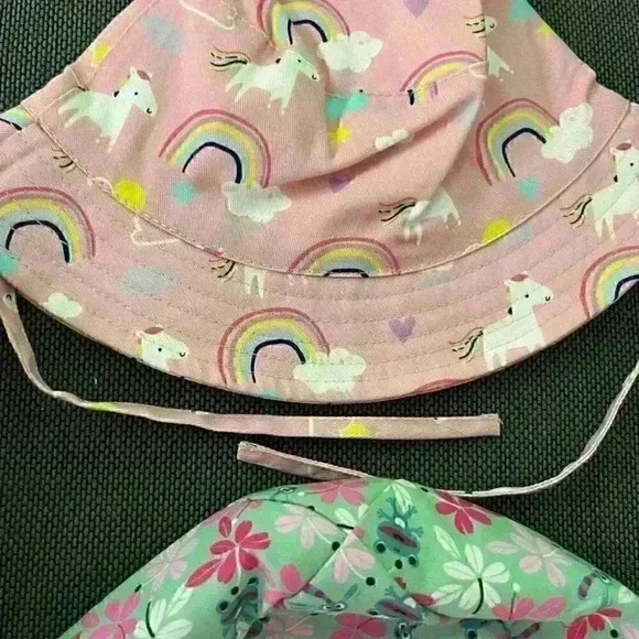 2 Brand New Baby Sun Hats and Bamboo Washcloth set (6) 1-2yrs - Picture 5 of 8